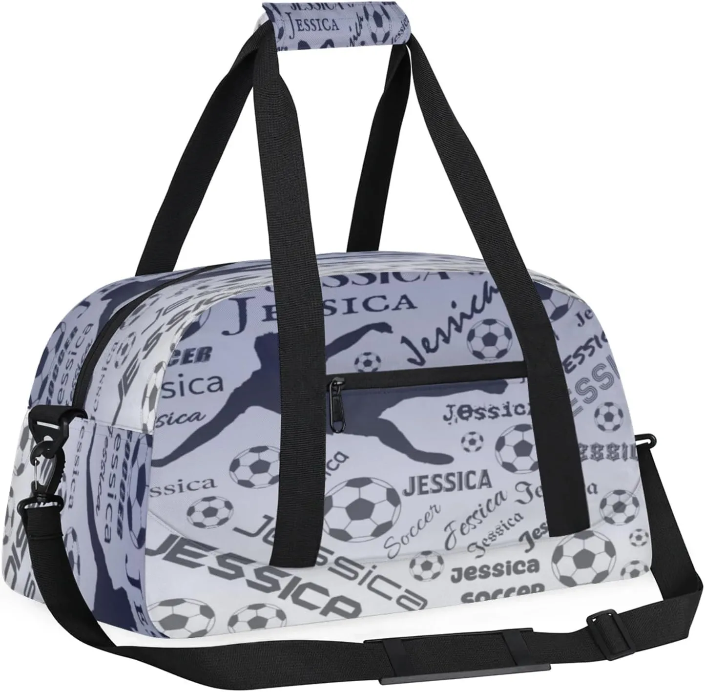 Personalized Soccer Sports Duffel Bag for Women, Custom Travel Gym Bags Birthday Gifts with Your Name, Cheer Dance Overnight Weekender Bag Cobalt Blue Gradient