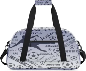 Personalized Soccer Sports Duffel Bag for Women, Custom Travel Gym Bags Birthday Gifts with Your Name, Cheer Dance Overnight Weekender Bag Cobalt Blue Gradient