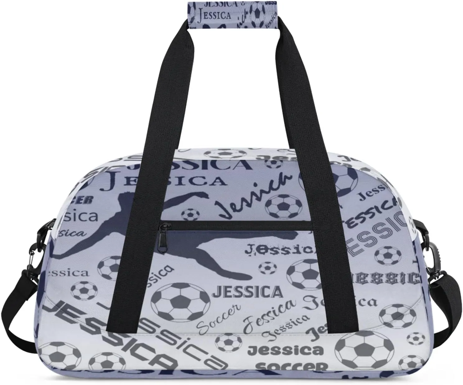 Personalized Soccer Sports Duffel Bag for Women, Custom Travel Gym Bags Birthday Gifts with Your Name, Cheer Dance Overnight Weekender Bag Cobalt Blue Gradient