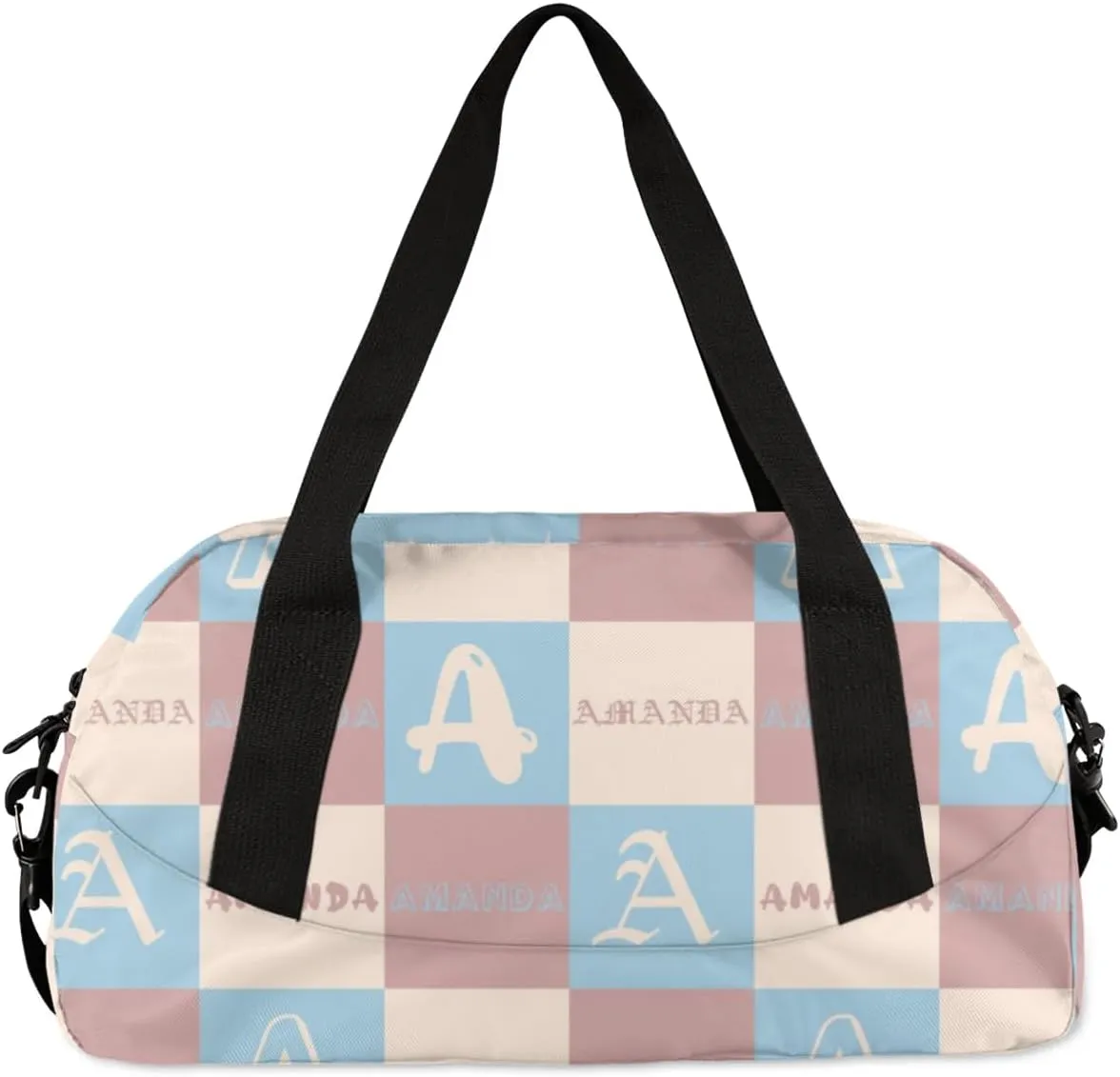 Personalized Sport Dance Bag Custom Boys Gym Bag Girls Ballet Dance Bag Customize Travel Duffle Bag with Name Overnight Weekender Bags (Blue Beige Brown)