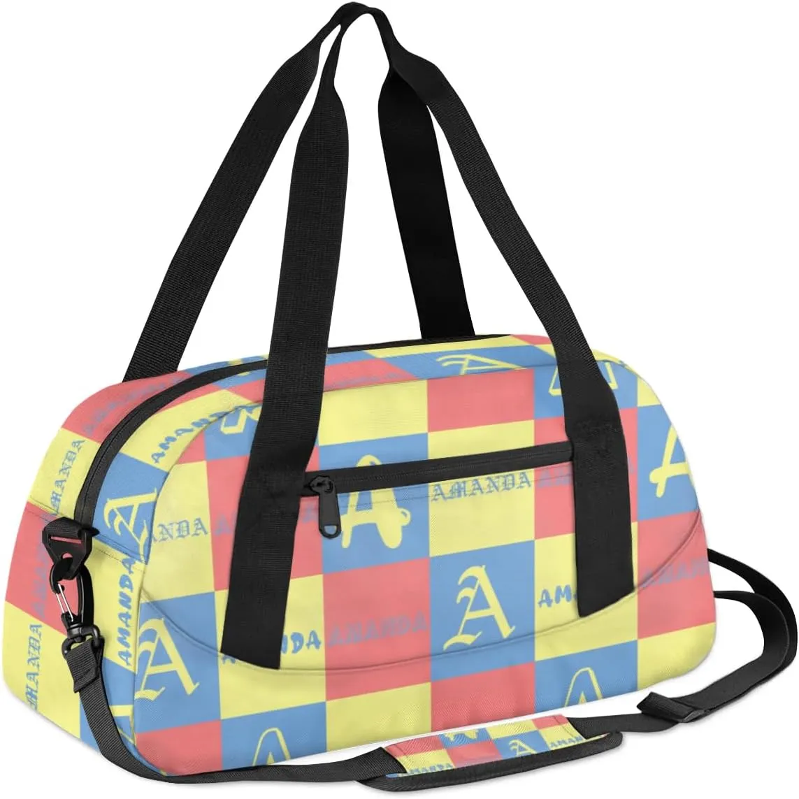 Personalized Sport Dance Bag Custom Boys Gym Bag Girls Ballet Dance Bag Customize Travel Duffle Bag with Name Overnight Weekender Bags (Blue Yellow Red)