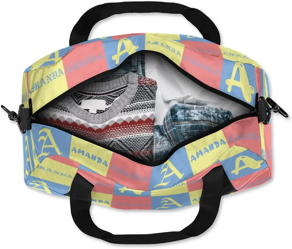Personalized Sport Dance Bag Custom Boys Gym Bag Girls Ballet Dance Bag Customize Travel Duffle Bag with Name Overnight Weekender Bags (Blue Yellow Red)