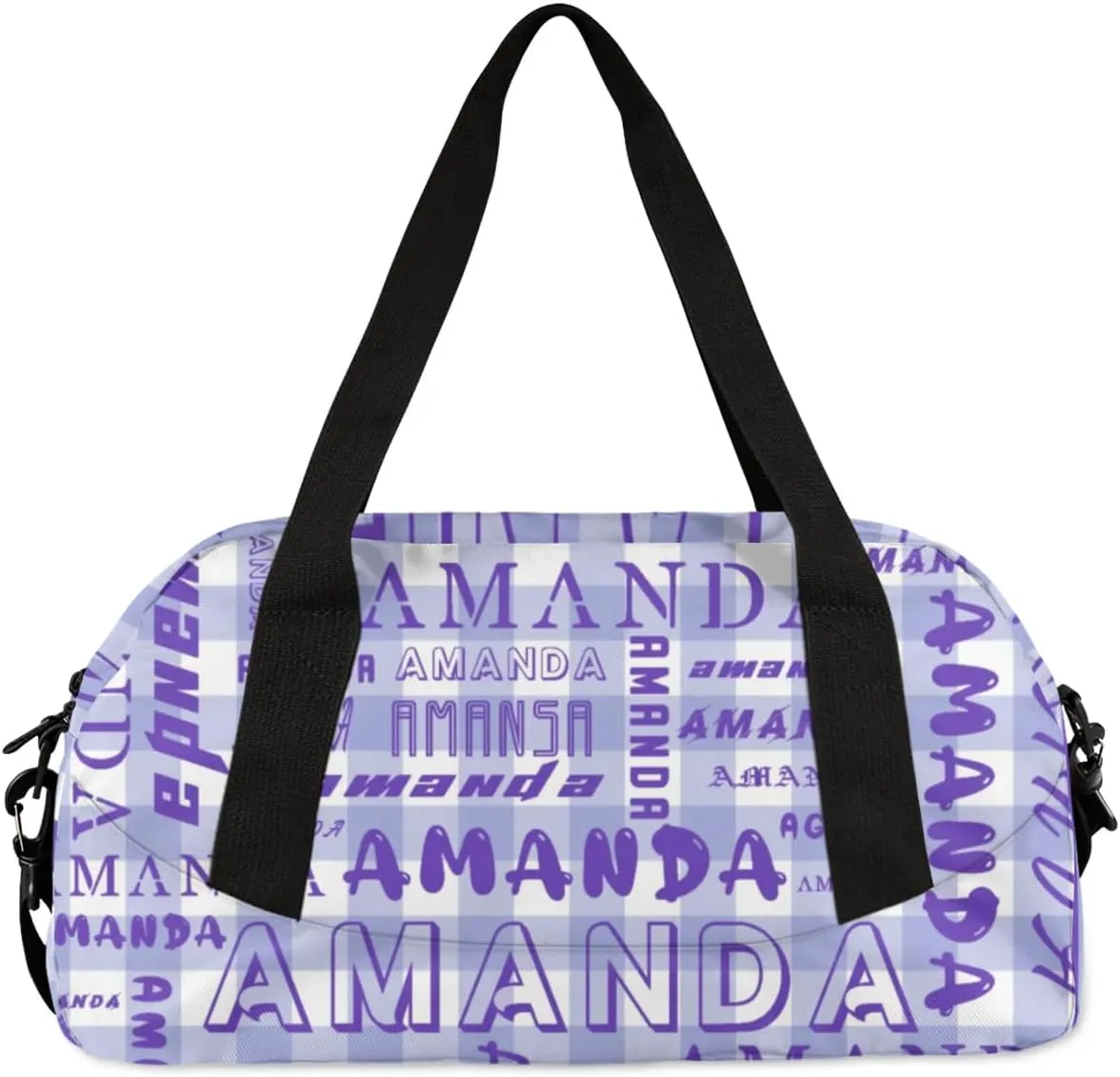 Personalized Sport Dance Bag Custom Boys Gym Bag Girls Ballet Dance Bag Customize Travel Duffle Bag with Name Overnight Weekender Bags (Indigo Grid)