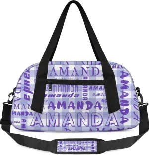 Personalized Sport Dance Bag Custom Boys Gym Bag Girls Ballet Dance Bag Customize Travel Duffle Bag with Name Overnight Weekender Bags (Indigo Grid)