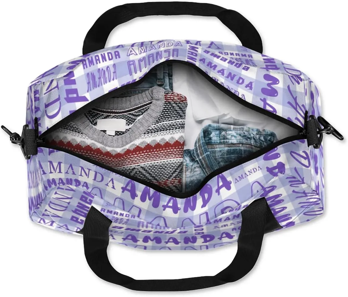 Personalized Sport Dance Bag Custom Boys Gym Bag Girls Ballet Dance Bag Customize Travel Duffle Bag with Name Overnight Weekender Bags (Indigo Grid)