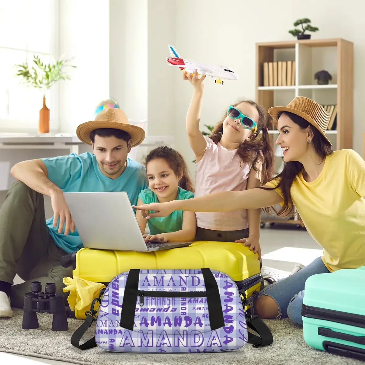 Personalized Sport Dance Bag Custom Boys Gym Bag Girls Ballet Dance Bag Customize Travel Duffle Bag with Name Overnight Weekender Bags (Indigo Grid)