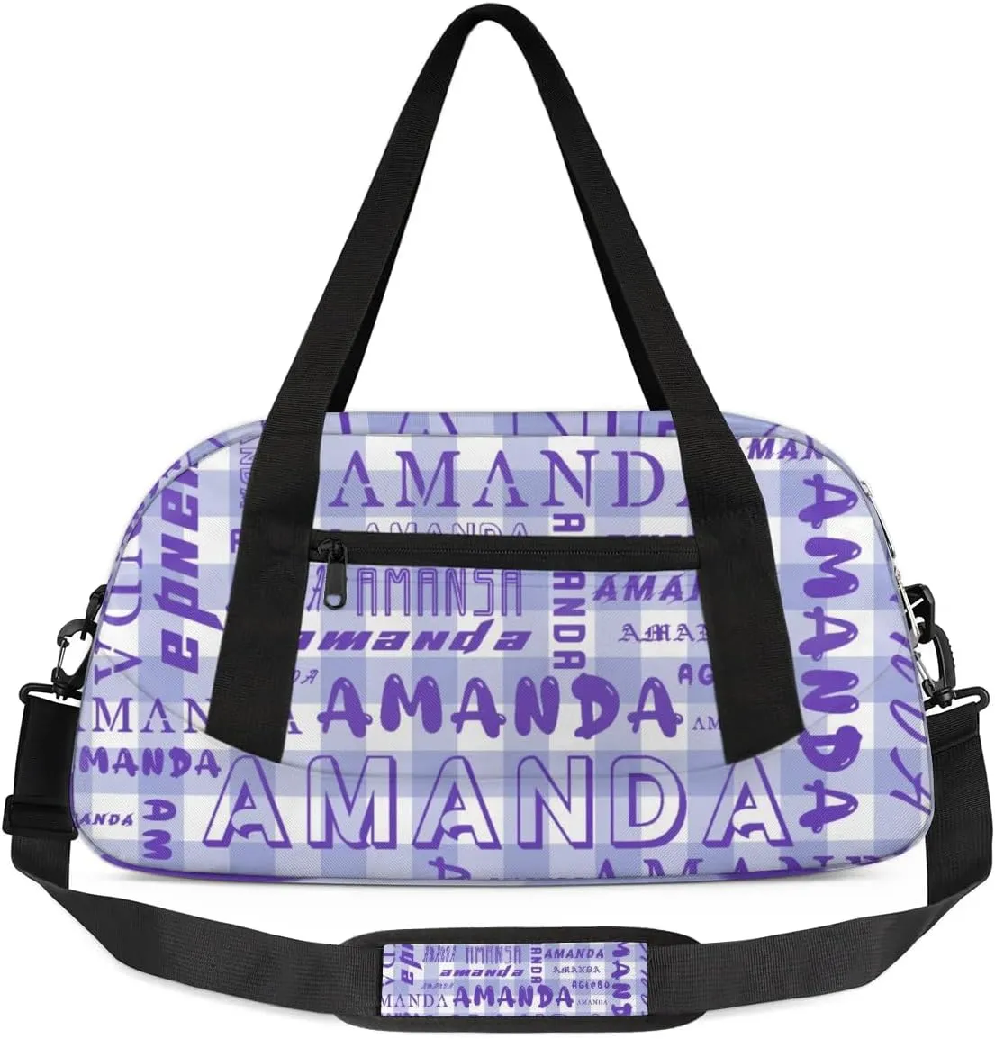 Personalized Sport Dance Bag Custom Boys Gym Bag Girls Ballet Dance Bag Customize Travel Duffle Bag with Name Overnight Weekender Bags (Indigo Grid)