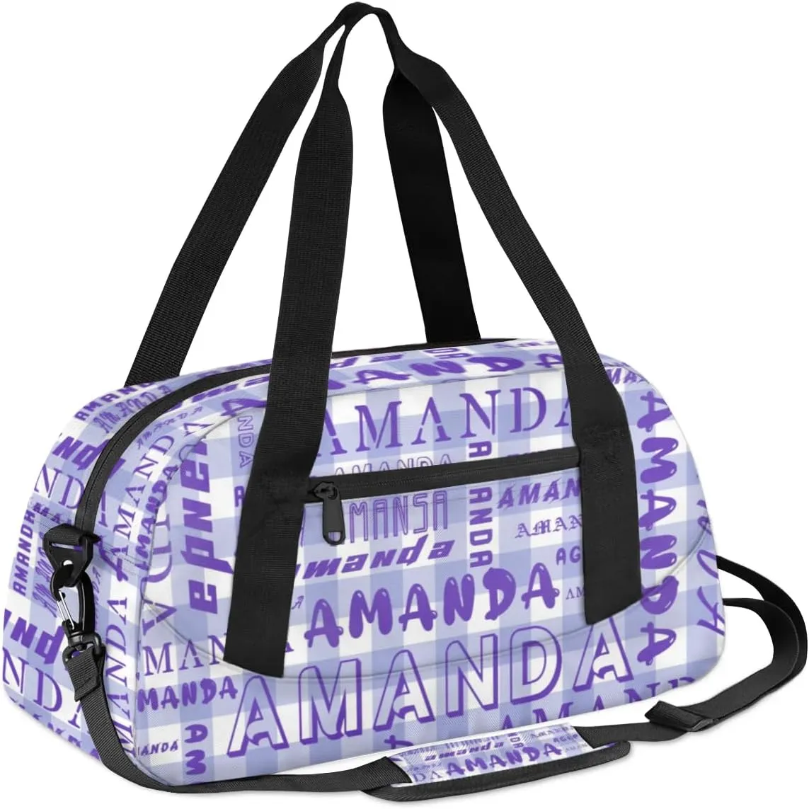 Personalized Sport Dance Bag Custom Boys Gym Bag Girls Ballet Dance Bag Customize Travel Duffle Bag with Name Overnight Weekender Bags (Indigo Grid)