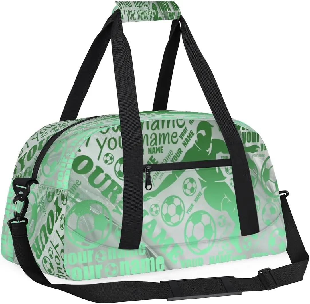 Personalized Sport Duffel Bag Name Light Green Soccer With Name Custom Overnight Bag Sleepover Bag Weekender Bags Workout Bag For Dance Ballet Gym Gymnastics Luggage Travel Bag Gift