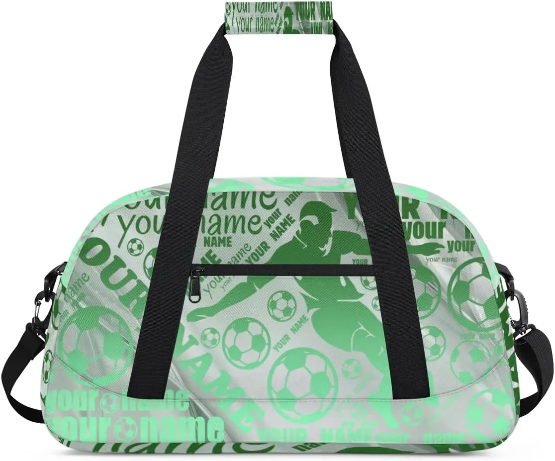 Personalized Sport Duffel Bag Name Light Green Soccer With Name Custom Overnight Bag Sleepover Bag Weekender Bags Workout Bag For Dance Ballet Gym Gymnastics Luggage Travel Bag Gift