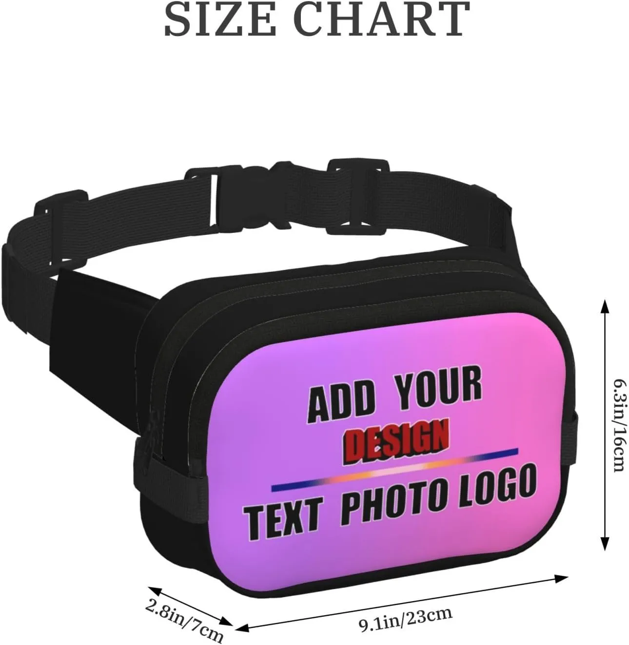 Personalized Sports Belt Bag Custom Fanny Pack with Logo Text Photo Lightweight Secure for Hiking Gym Everyday Use