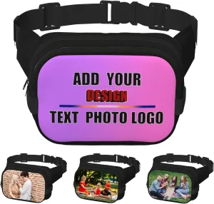 Personalized Sports Belt Bag Custom Fanny Pack with Logo Text Photo Lightweight Secure for Hiking Gym Everyday Use