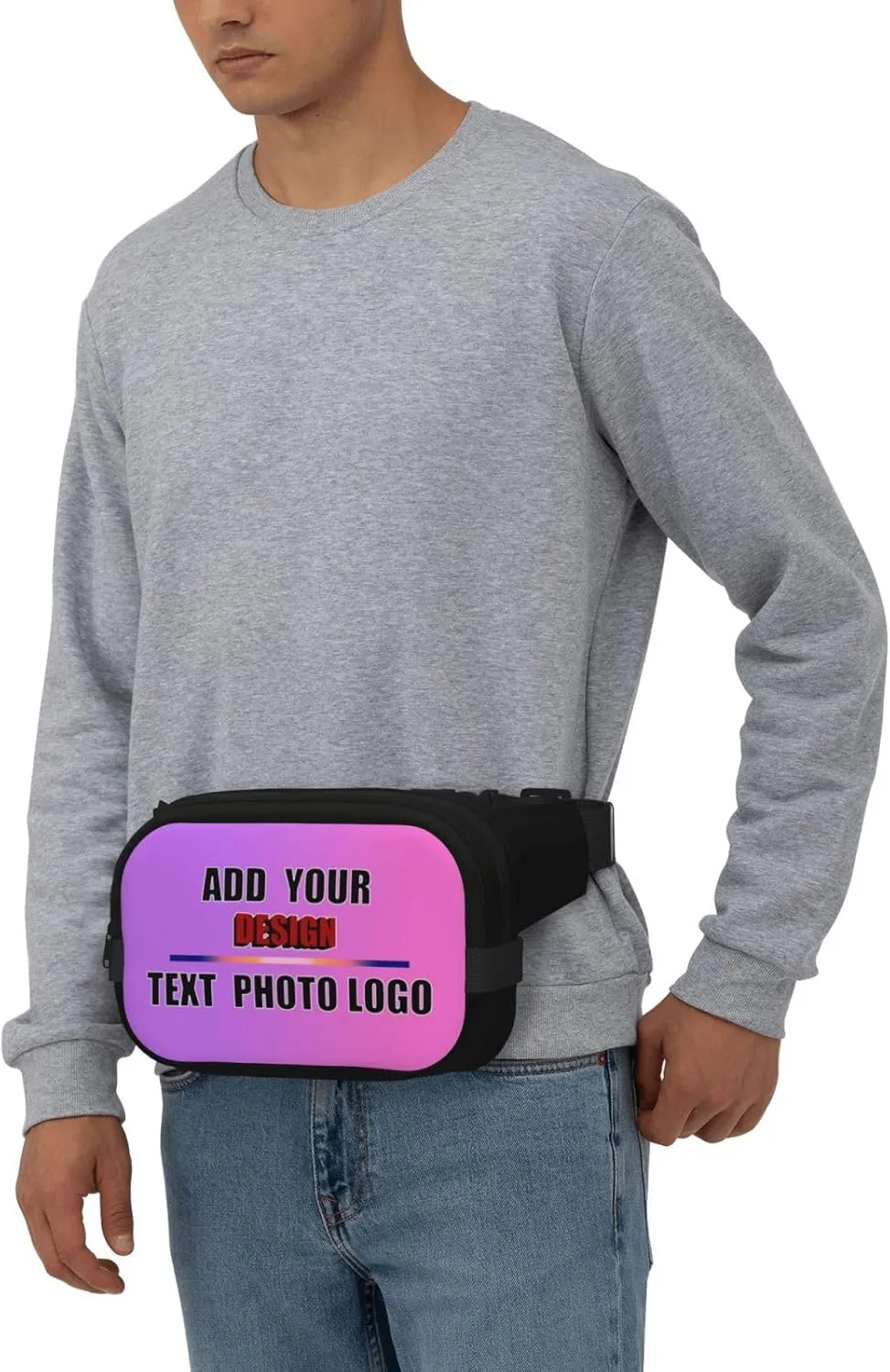 Personalized Sports Belt Bag Custom Fanny Pack with Logo Text Photo Lightweight Secure for Hiking Gym Everyday Use