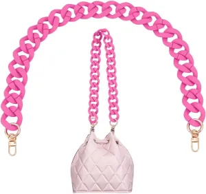 PH PandaHall 26 Inch Decorative Purse Chain Bag Strap Cute Bag Chains Acrylic Extender Chain Replacement Chains with Buckles for Handbags Wallet Shoulder Bag Making, Hot Pink, 1pc