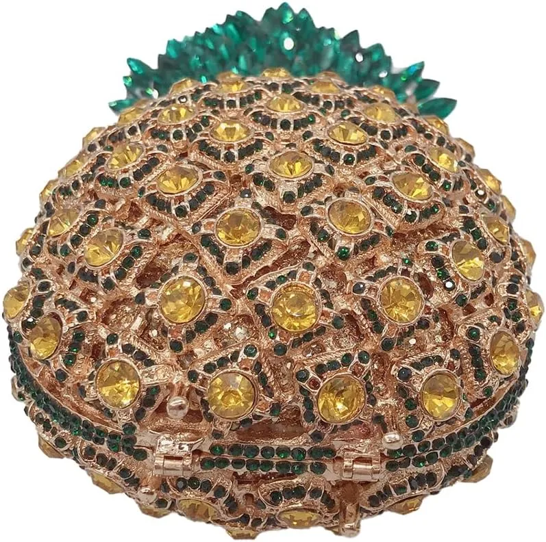 Pineapple Style Rhinestone Clutch Realistic Evening Bag Shining Crystal Purse for Cocktail Party Prom Wedding
