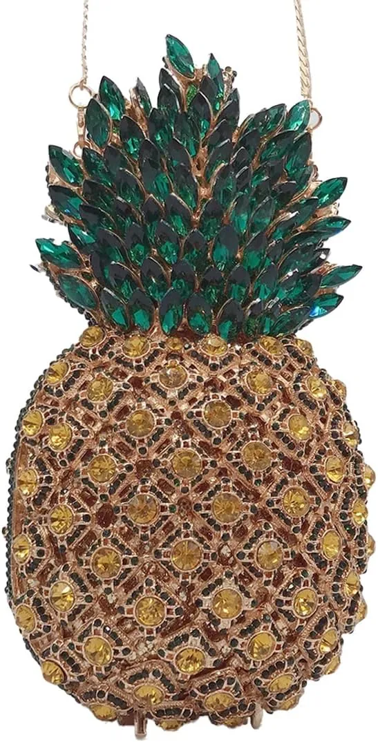 Pineapple Style Rhinestone Clutch Realistic Evening Bag Shining Crystal Purse for Cocktail Party Prom Wedding