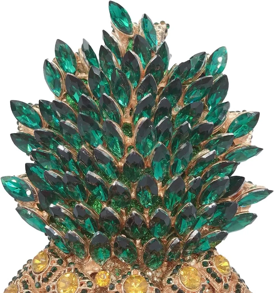 Pineapple Style Rhinestone Clutch Realistic Evening Bag Shining Crystal Purse for Cocktail Party Prom Wedding