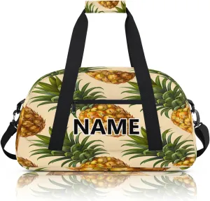 Pineapples Custom Small Gym Bag 18 inch for Women Men Personalized Pineapple Carry On Overnight Weekender Bag for Travel Work Dance Sport