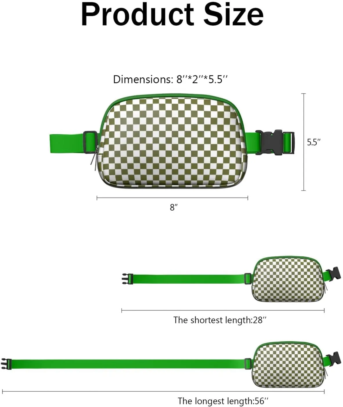 Plaid Mini Belt Bag for Men Women Vintage Checkered Waist Packs Crossbody Bags Adjustable Strap for Hiking Cycling Jogging