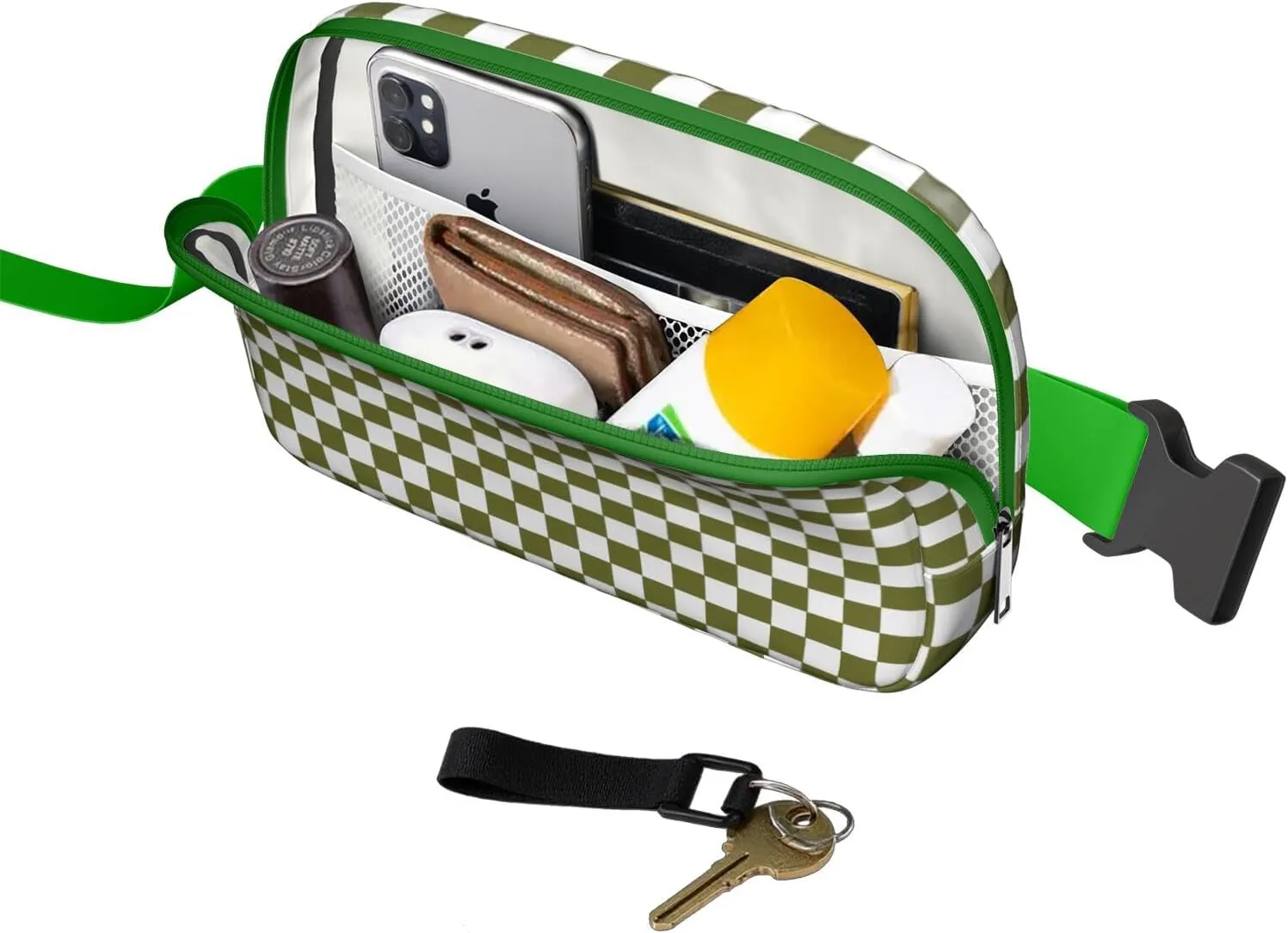 Plaid Mini Belt Bag for Men Women Vintage Checkered Waist Packs Crossbody Bags Adjustable Strap for Hiking Cycling Jogging