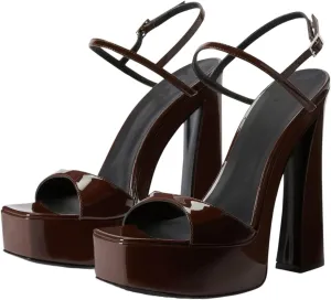 Platform Heels for Women Ankle Strap Square Open Toe Chunky High Heel Sandals Wedding Party Sexy Dress Shoes