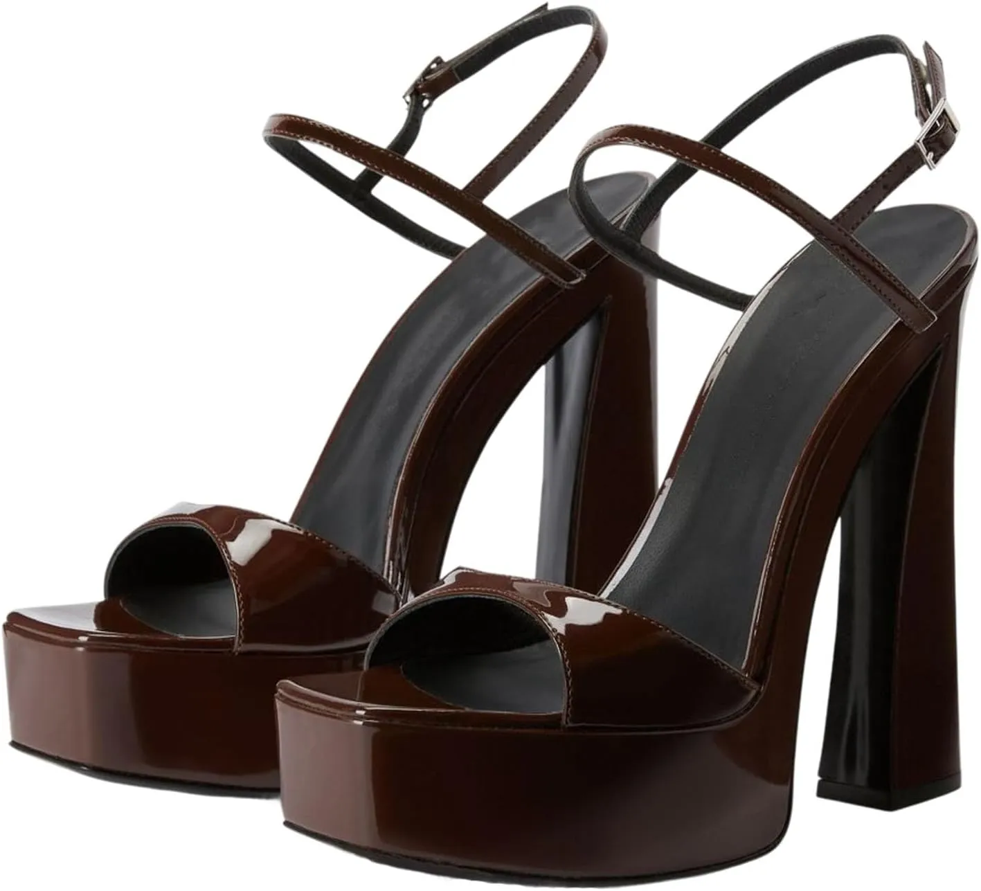 Platform Heels for Women Ankle Strap Square Open Toe Chunky High Heel Sandals Wedding Party Sexy Dress Shoes
