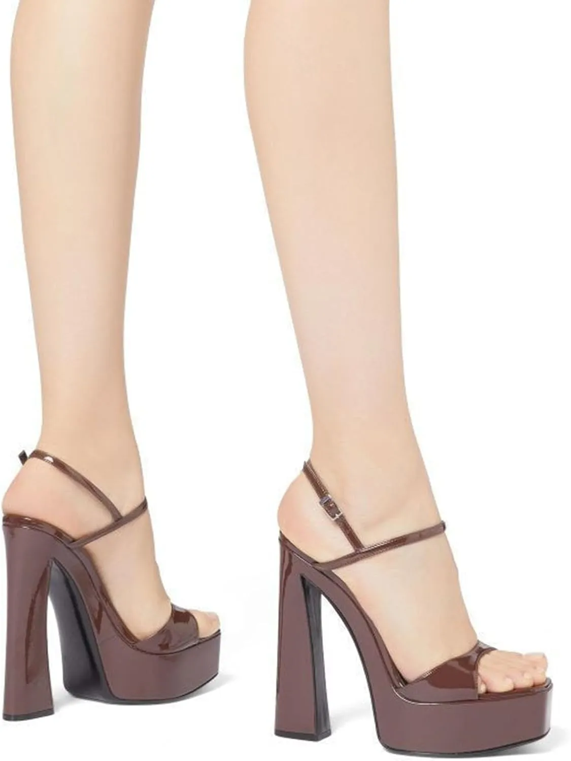 Platform Heels for Women Ankle Strap Square Open Toe Chunky High Heel Sandals Wedding Party Sexy Dress Shoes