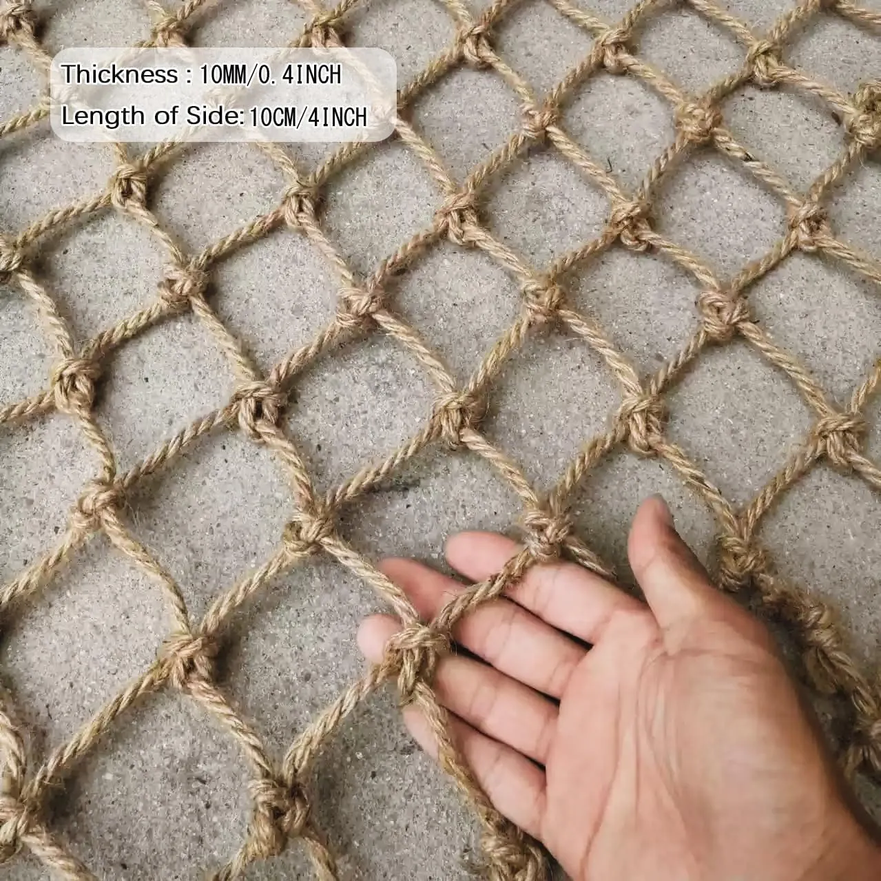 Playground Climbing Net,Decorative Hemp Rope Net,Stairway Railing Safety Netting,Protection Net & Rope Decor - Rope Net for Plant Support,Climbing Walls(Size:100x100cm)