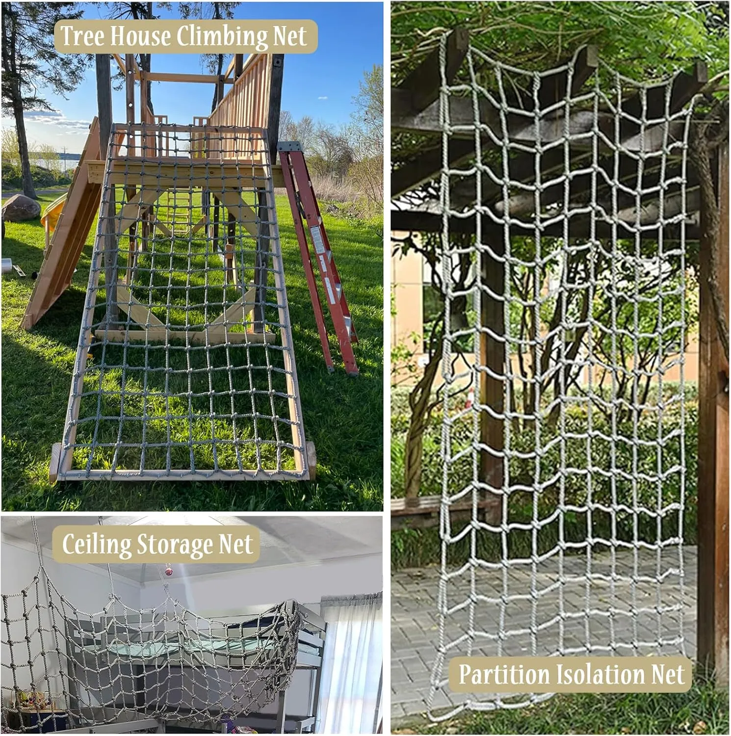 Playground Climbing Netting Cargo Climbing Net Outdoor Treehouse Truck Trailer Nets Playground Swings Net Safety Net(Size:100 * 400cm)