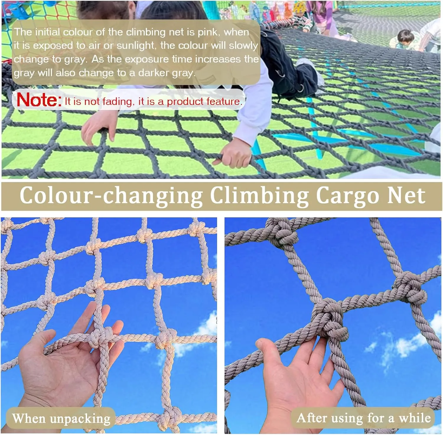 Playground Climbing Netting Cargo Climbing Net Outdoor Treehouse Truck Trailer Nets Playground Swings Net Safety Net(Size:100 * 400cm)