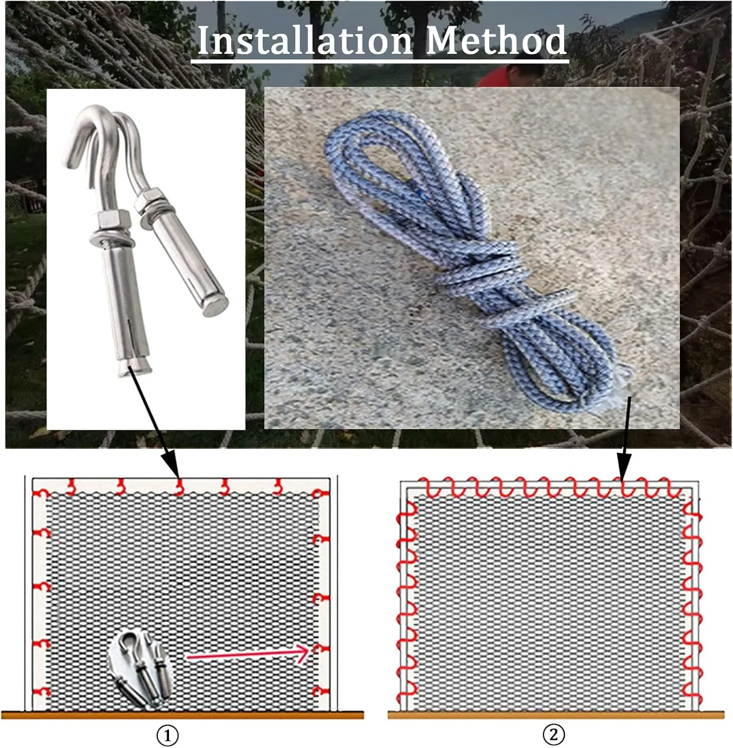 Playground Climbing Netting Cargo Climbing Net Outdoor Treehouse Truck Trailer Nets Playground Swings Net Safety Net(Size:100 * 400cm)