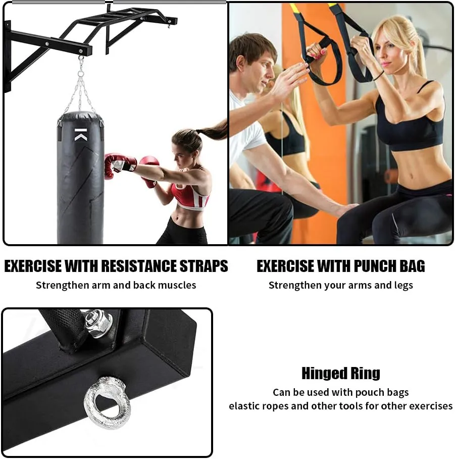 PLKO Wall Mount Pull Up Bar Wall Mounted Body Press Pull Up Bar Gym Chin-Up for Upper Body Workout