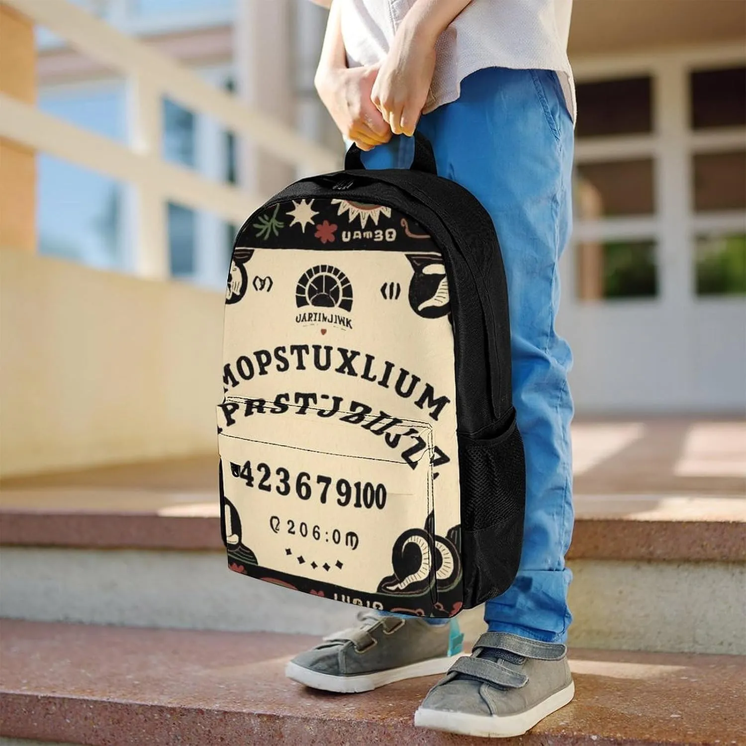 Polyester Daypack for Hiking Work Running - Big Capacity Anti-Theft Multipurpose Shoulder Bag, Magic Spirit Board Witch Art Travel and Sport Backpack Rucksack