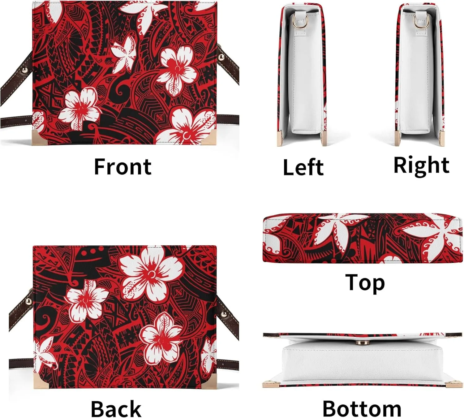 Polynesian Tribal Print Custom Book Square Crossbody Bag Pattern Custom Shoulder Strap Bible Storage Bag