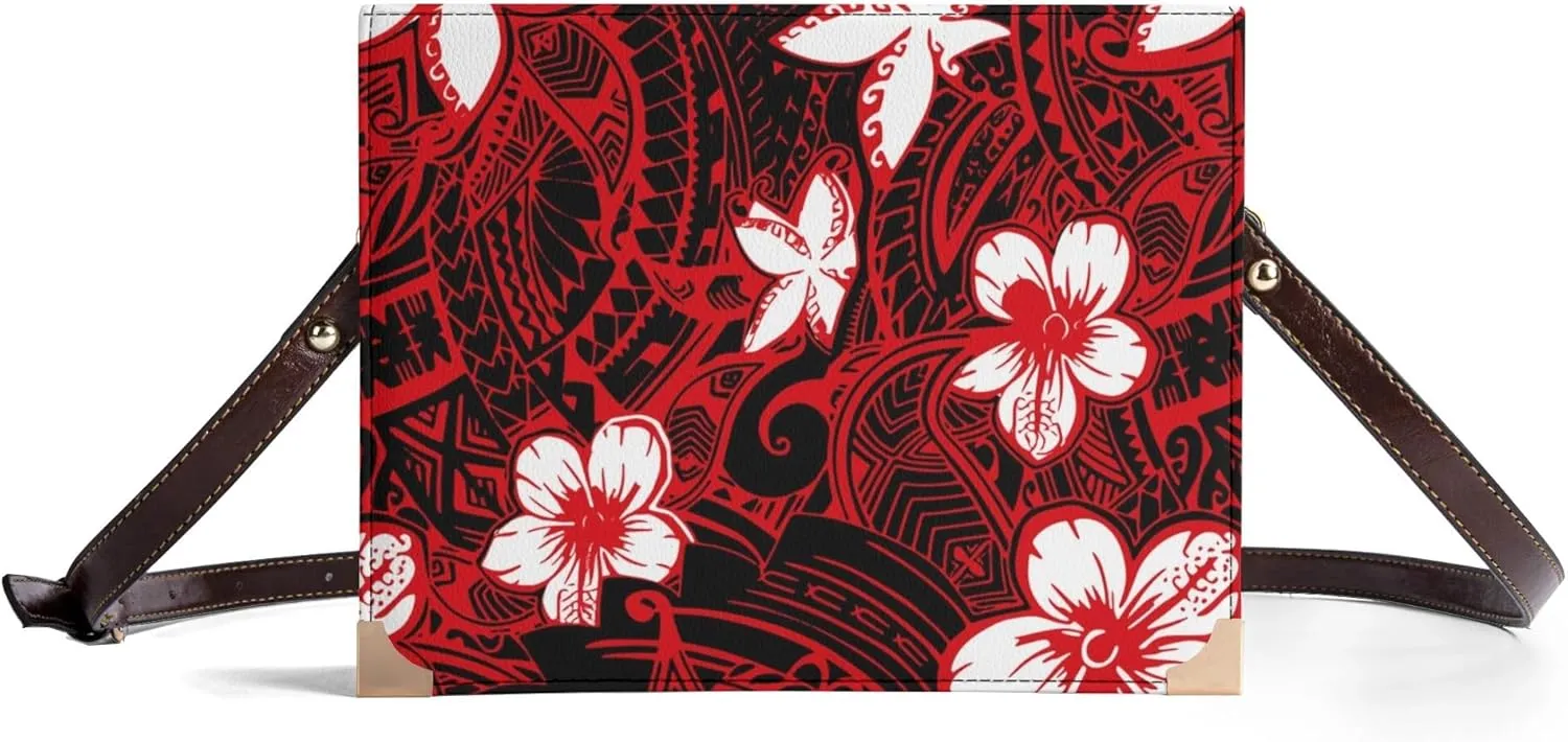 Polynesian Tribal Print Custom Book Square Crossbody Bag Pattern Custom Shoulder Strap Bible Storage Bag