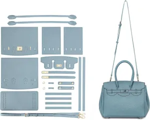 POPSEWING Leather Crossbody DIY Bag Kit, Designer Handbags for Women, DIY Bag Kit for Girls, Shoulder Bag Leather Working Kit with Sewing Kit for Girlfriend Christmas Personalized Gift (Blue)