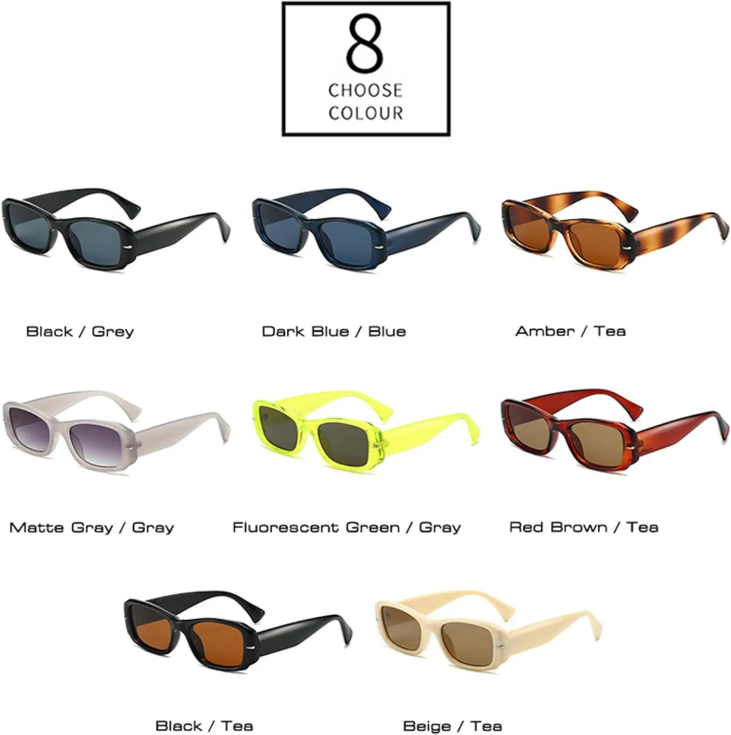 Popular Fashion Rectangle Women Punk Rivets Gradient Shades Uv400 Men Retro Sun Glasses