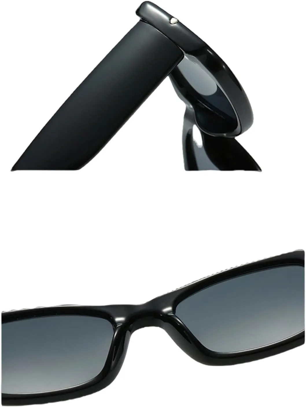 Popular Fashion Rectangle Women Punk Rivets Gradient Shades Uv400 Men Retro Sun Glasses