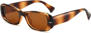 Popular Fashion Rectangle Women Punk Rivets Gradient Shades Uv400 Men Retro Sun Glasses