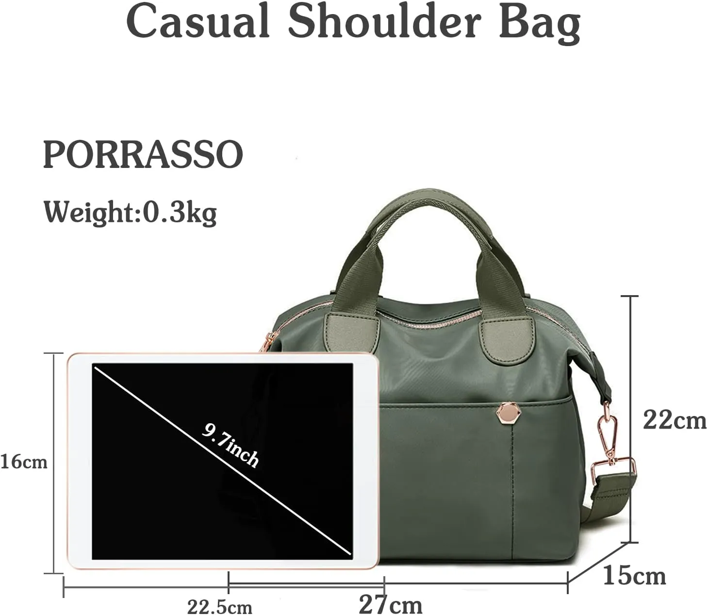 PORRASSO Women Crossbody Bag Fashion Shoulder Bag Multifunctional Handbag Ladies Satchel