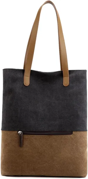 PORRASSO Women Tote Bag Canvas Backpack Shoulder Bag Ladies Multifunctional Handbag for Shopping Travel Work Daily Use Black