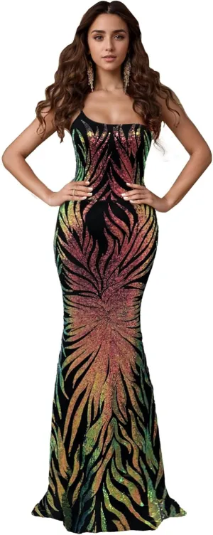 PORRCEY Women's Sexy Elegant Sparkly Sequins Evening Dress Party Club Night Outfits
