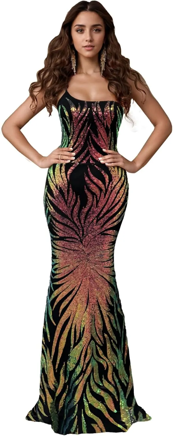 PORRCEY Women's Sexy Elegant Sparkly Sequins Evening Dress Party Club Night Outfits