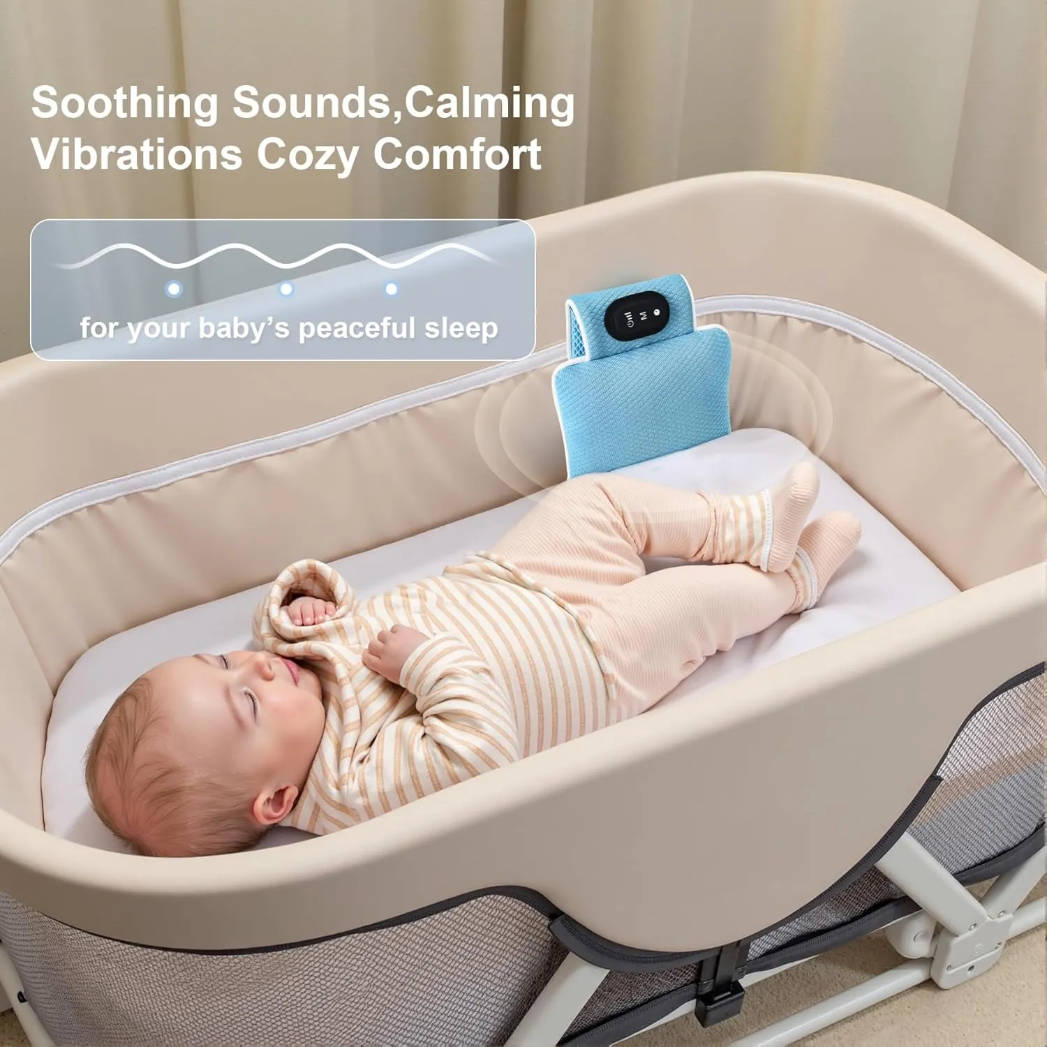 Portable Baby Sleep Soother with 3 Vibration Modes – Gentle Calming Aid for Cribs, Strollers & Travel – Auto Shut-Off Timer (90 Min), Soothing Vibrations for Newborns & Infants