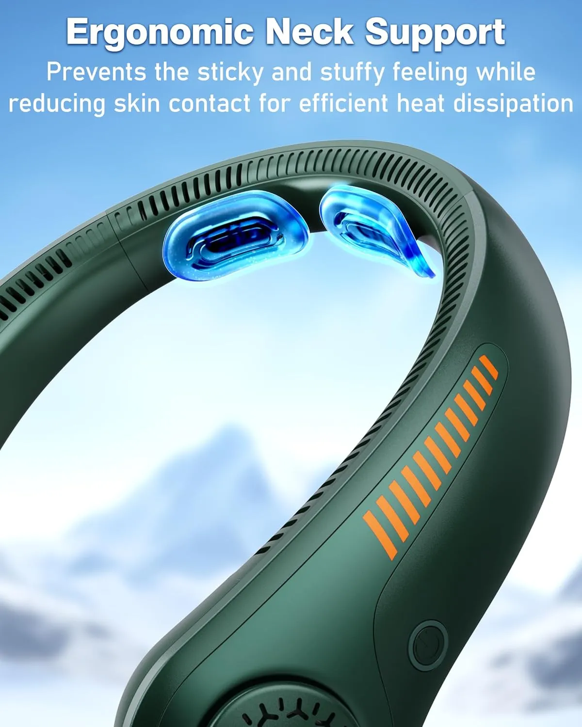 Portable Neck Fan - Rechargeable Personal Fan with Neck Support, 5-Speed Quiet Lightweight Long Lasting Neck Fan, Battery Operated Full Surround Cooling for Hot Flashes, Travel, Women/Men