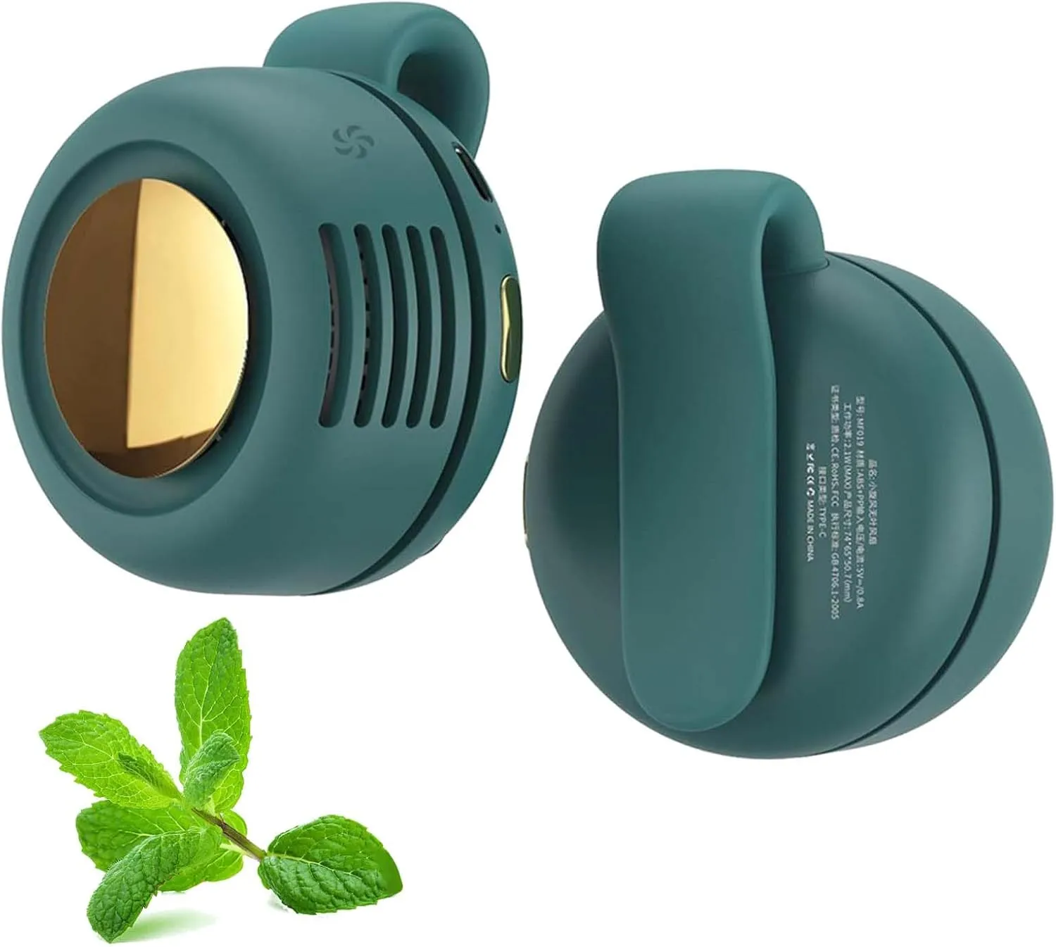 Portable Silent Mini Bladeless Electric Fan Clip On, Portable Clip On Fan, Small Whirlwind Bladeless Fan, Adjustable 3-Speed Hands-Free Neck Fan, for Outdoor & Travel & Office (Green)