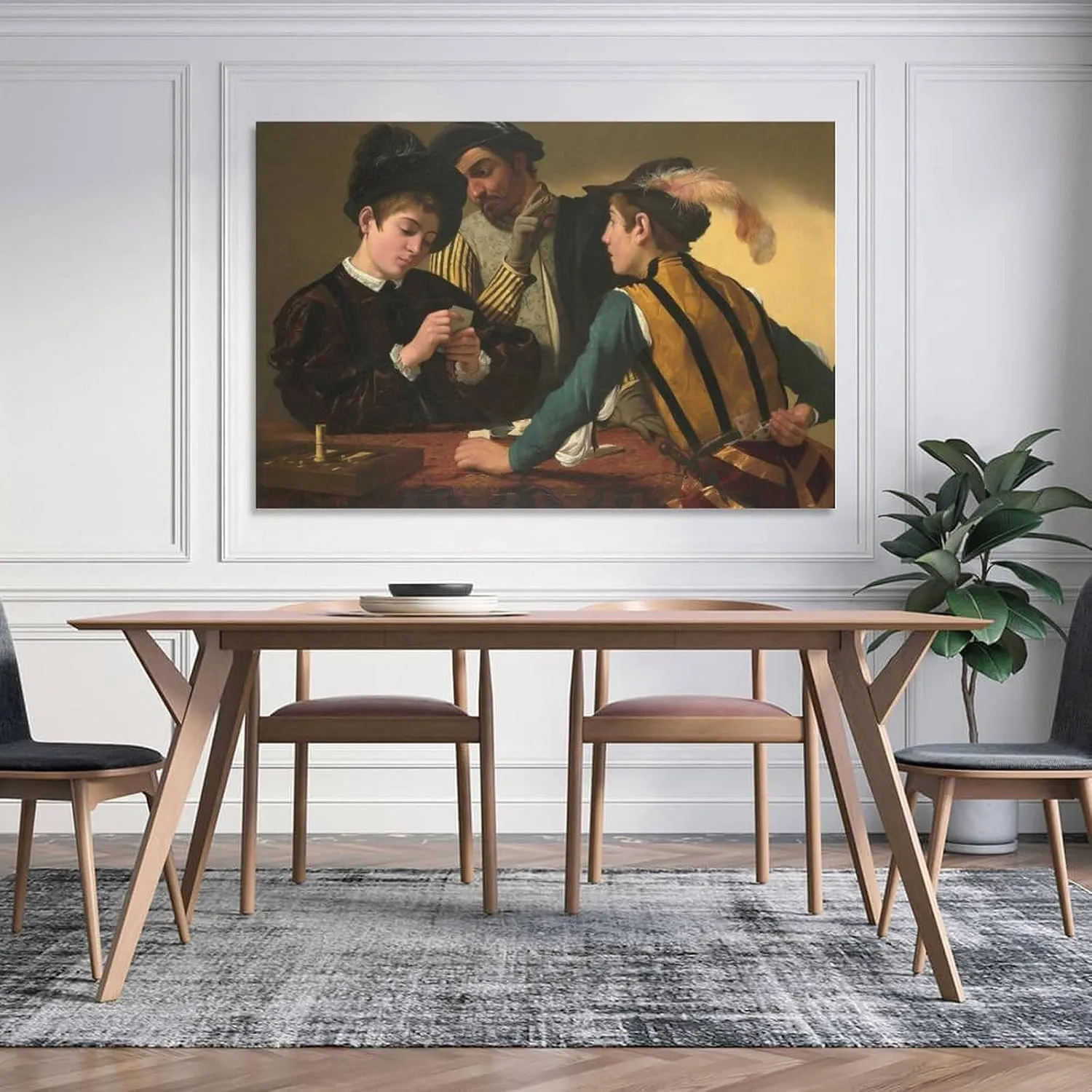 Printed Poster with Famous Painting by Caravaggio Cardsharps Picture Print Wall Art Poster Painting Canvas Posters Artworks Gift Idea Room Aesthetic 12x18inch(30x45cm)