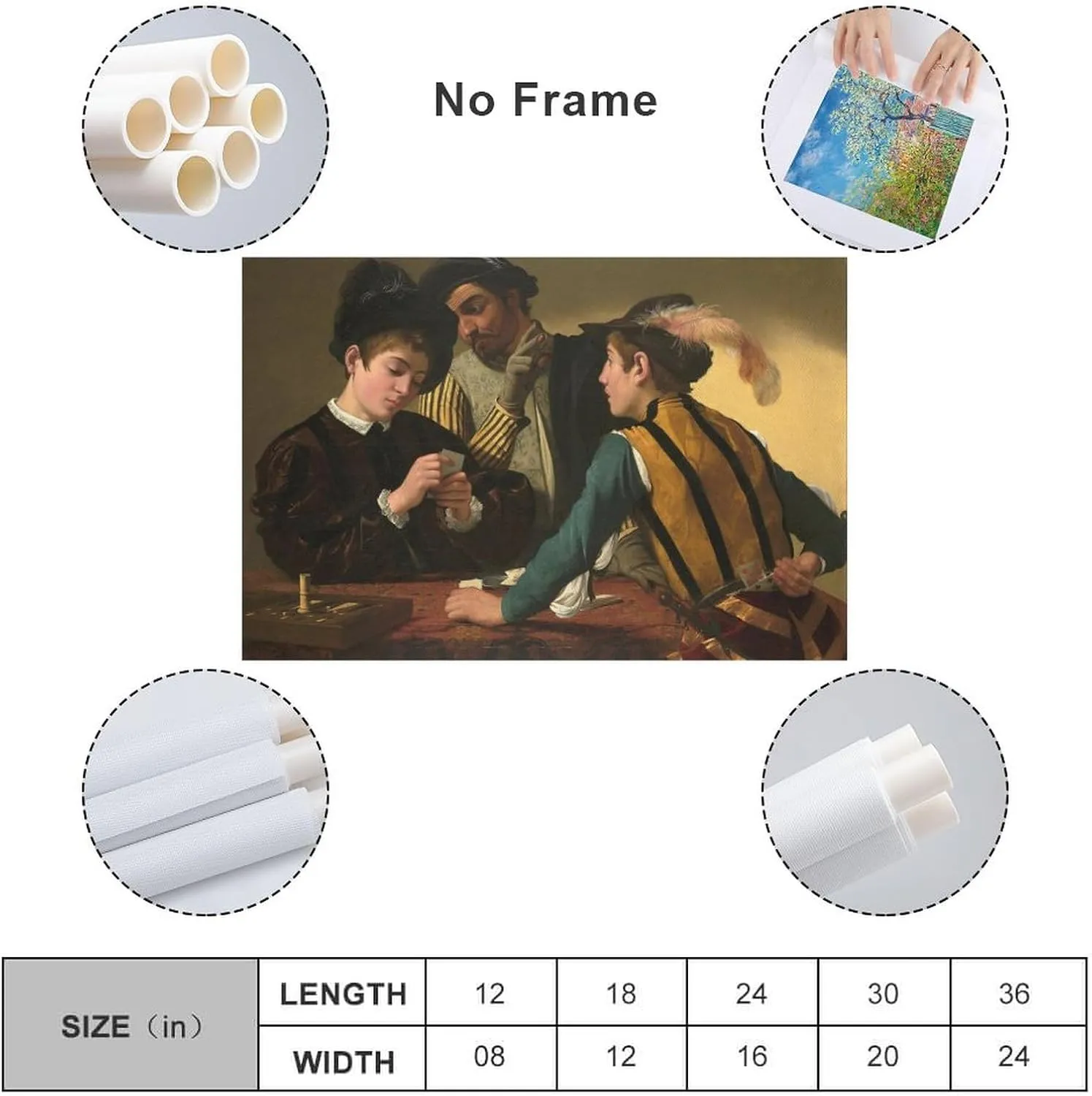 Printed Poster with Famous Painting by Caravaggio Cardsharps Picture Print Wall Art Poster Painting Canvas Posters Artworks Gift Idea Room Aesthetic 12x18inch(30x45cm)