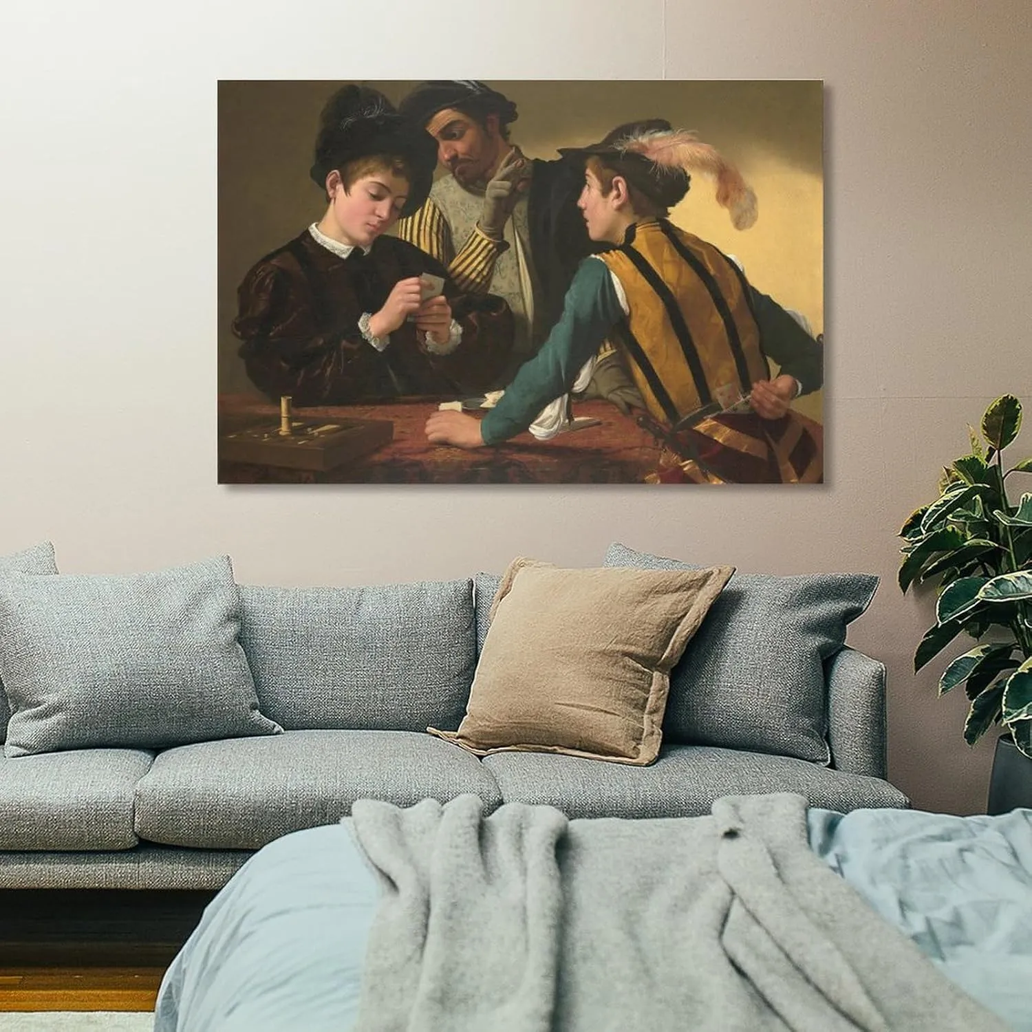 Printed Poster with Famous Painting by Caravaggio Cardsharps Picture Print Wall Art Poster Painting Canvas Posters Artworks Gift Idea Room Aesthetic 12x18inch(30x45cm)