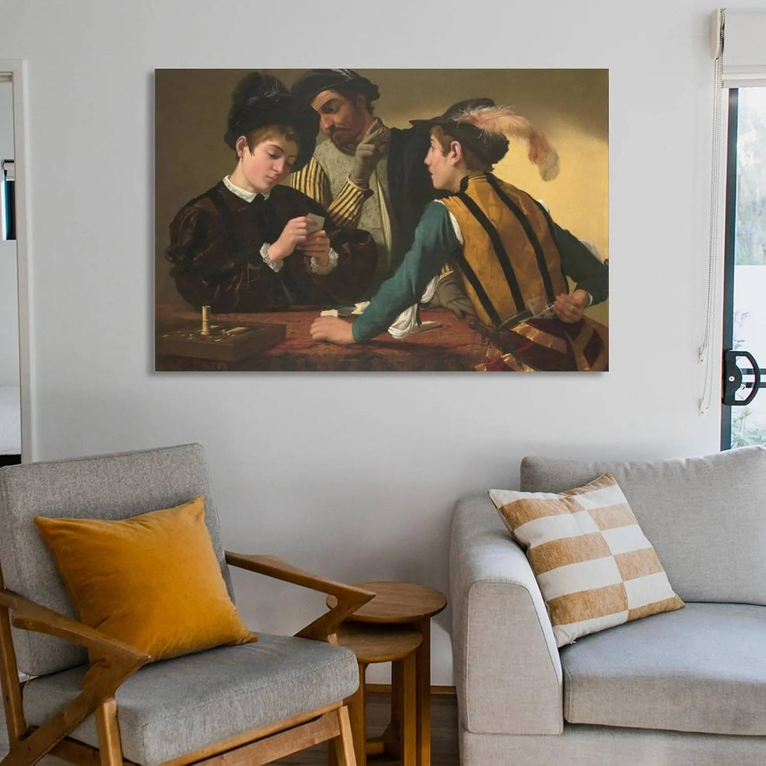 Printed Poster with Famous Painting by Caravaggio Cardsharps Picture Print Wall Art Poster Painting Canvas Posters Artworks Gift Idea Room Aesthetic 12x18inch(30x45cm)
